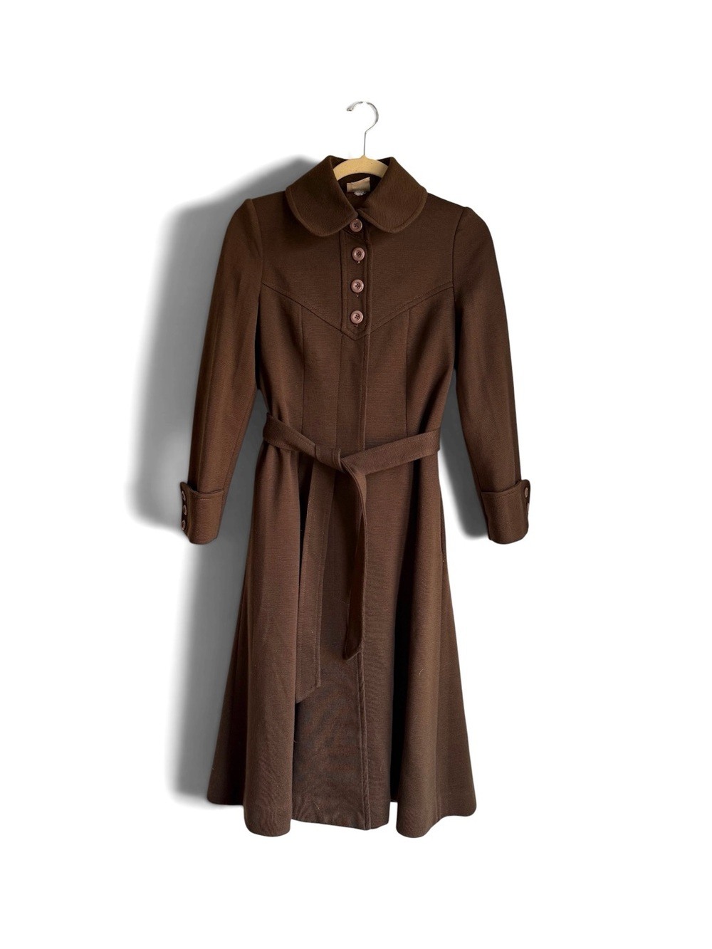 Vintage RARE 70s Brown Knit Princess Coat |S| - Picture 2 of 8